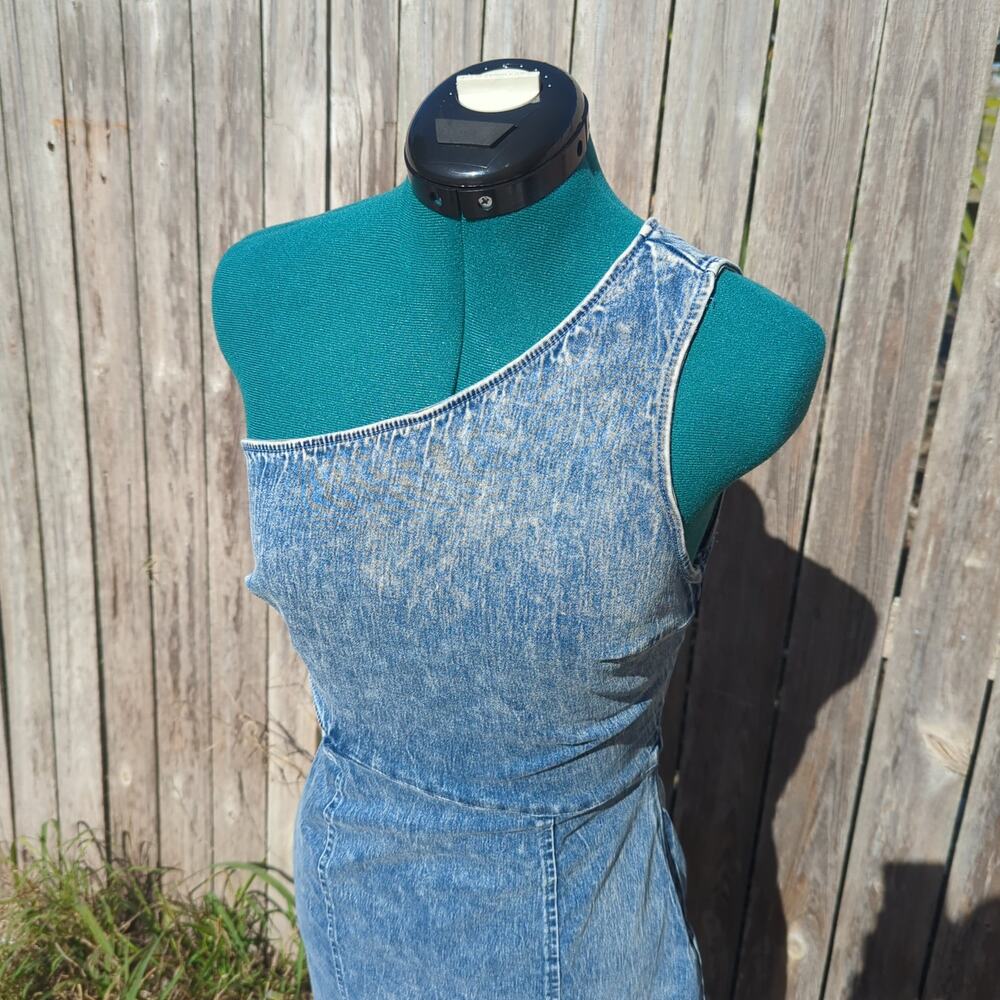 Flying Tomato Denim One Shoulder Midi Dress S Y2K Indie Sleaze Western